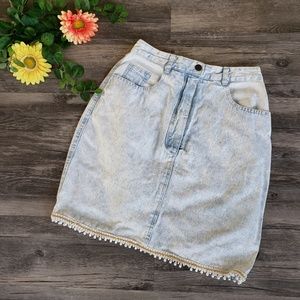 Vintage 80s Stonewash Pearl High Waist Skirt
